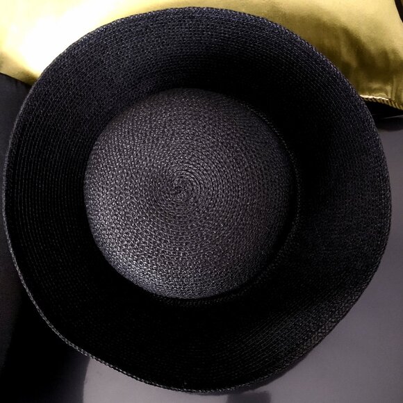 Black Flip Brim Summer Hat Woven Polypropylene IC 21 Inches - Picture 5 of 16